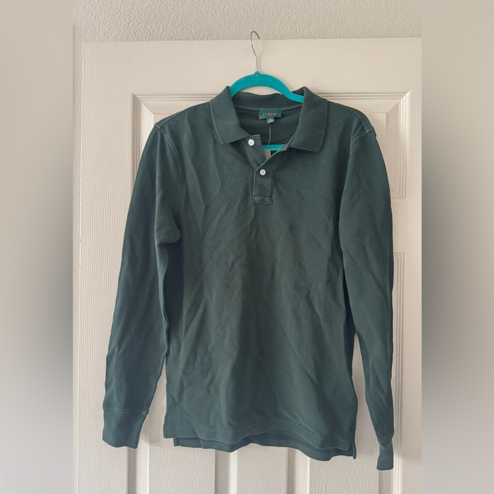 J. Crew Dark Green Long Sleeve Polo Shirt